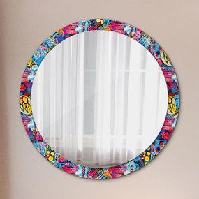 Okrúhle ozdobné zrkadlo Farebné čmáranice fi 100 cm