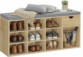 Botník s lavicou so sivým sedákom a zásuvkou TAYLOR ARTISAN 104x30x48 cm, biely