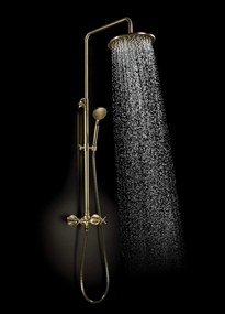Deante Temisto, sprchová/vaňová batéria s dažďovou sadou, mosadz - retro zlatá, NAC_M1QT
