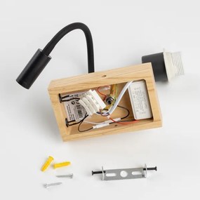 BRILAGI - LED nástenná lampa NUBILA WOOD 1xE27/25W/230V + LED/3W dub/čierna/svetlosivá