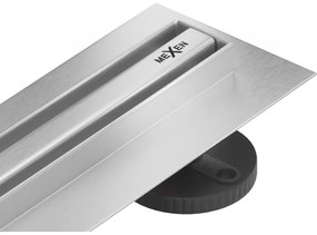 MEXEN Flat nerezový sprchový žľab s rotačným 360° sifónom 140 cm, vzor SLIM, nerezová, 1041140