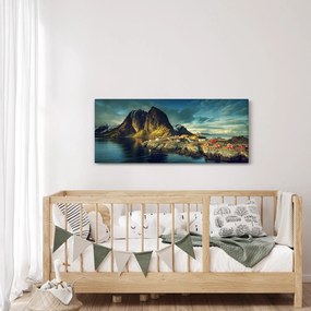 Obraz rybárskej dediny v Nórsku (120x50 cm)