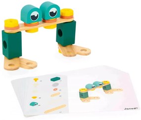 BricoKids - Drevená montážna stavebnica s predlohami a náradím - 50 ks