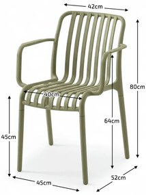 Plastová stolička TREGO s podrúčkami, zelená