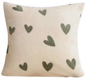 Mikroplyšová obliečka na vankúšik HEARTINO 45x45 cm, krémová