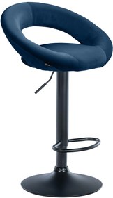 Barová stolička Olinda - zamat, čierny rám - modrá