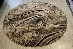 HU Okrúhly Hnedý moderný koberec Loft 260 vzor dreva