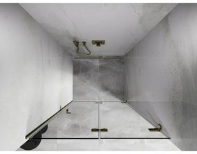 Mexen, Mexen Lunar-F pravé sklápacie sprchové dvere 75 cm, transparentné, zlaté - 836-075-000-50-00-P
