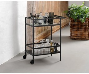 Sklenený servírovací stolík na kolieskach 42x70 cm Bronco – Unique Furniture