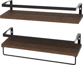 Nástenné police VIREON hnedé, sada 2ks