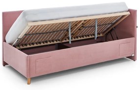 Ružová čalúnená rohová detská posteľ s úložným priestorom s roštom 120x200 cm Cool – Meise Möbel