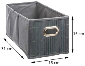 Úložný box Bamboo, 15x15x31 cm, sivá