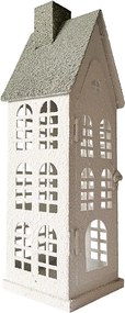 Kovový svietnik domček s pieskovým povrchom Raw Sand – 11*11*37 cm