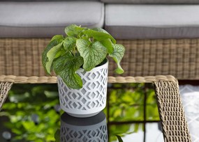 PLASTOVÝ KVETINÁČ ETNIC 15X14 CM SIVÁ