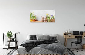 Obraz na plátne kvety králiky 140x70 cm