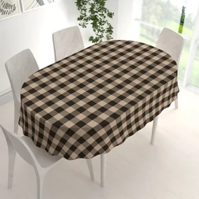 Biante Bavlnený oválny obrus Olivia OL-017 Hnedo-béžová kocka veľká 100x160 cm