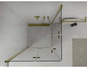 Mexen Lima Duo sprchovací kút so skladacími dverami 100 x 100 cm, 6mm číre sklo, zlatý profil, 856-100-100-50-00-02