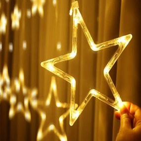 Vianočný svetelný záves 120 LED hviezdy teplá biela VK26212