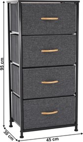 Komoda s látkovými zásuvkami PALMERA, čierna