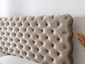 Čalúnená manželská posteľ 200x200 WANEKA - béžová + topper ZDARMA
