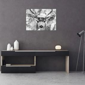 Obraz - Jeleň v zime (70x50 cm)
