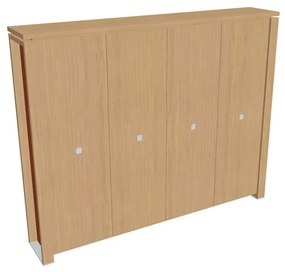 Vysoká šatníková skriňa Verno+ S 260 x 46 x 210 cm, dub svetlý / oranžová