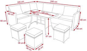 Veľký ratanový záhradný set VERANO sivý