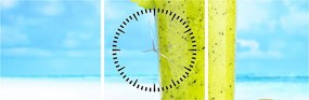 Obraz - kiwi smoothie (s hodinami) (90x30 cm)