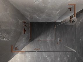 Mexen Lunar, L Duo výklopný sprchový kút 80 x 70 cm, 8mm číre sklo, profil medená matná, 834L-080-070P-65-00