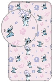 Napínacia bavlnená detská plachta na jednolôžko 90x200 cm Lilo and Stitch – Jerry Fabrics