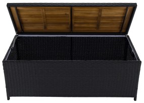 Záhradný úložný box/lavička,čierna/prírodná/krémová, BEMUS