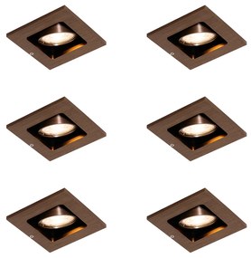 Sada 6 moderných zapustených bodových svetiel tmavý bronz nastaviteľné - Qure
