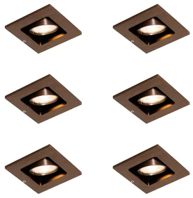 Sada 6 moderných zapustených bodových svetiel tmavý bronz nastaviteľné - Qure