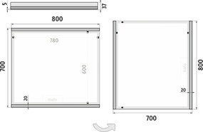 Nimco LED zrkadlo 800x700 - ZP 12003