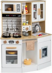 Detská kuchynka z dreva Detská kuchynka so svetlom, zvukom, sporákom, drezom, odsávačom pár a strojčekom na výrobu ľadu,