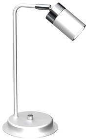 Stolná lampa Joker, 1x chrómové/biele kovové tienidlo, w