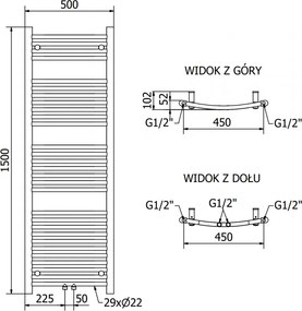 Mexen Ares, elektrické vykurovacie teleso 1500x500 mm + vykurovacia tyč 600 W, čierna, W102-1500-500-6600-70