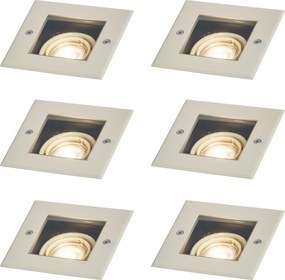 Sada 6 moderných béžových GU10 50mm nastaviteľných zemných reflektorov IP65 - Oneon