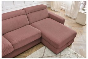 Ružová menčestrová rozkladacia rohová pohovka (variabilná) Monaco – Bobochic Paris