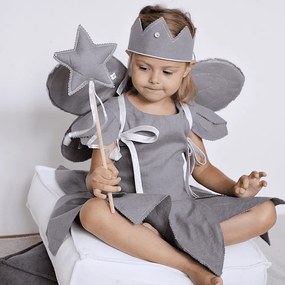 Ľanová kúzelná palička tmavo šedá so striebrom