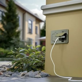 Brilagi - Vonkajšia vstavaná podlahová dvojzásuvka IP55 matný chróm obdĺžnikový