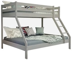 Poschodová posteľ z masívu DENIS vr. oboch roštov - 200x90/140 cm - šedá