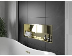 Mexen X-Wall-R, polička na zapustenie na obklad s golierom 90 x 30 cm, zlatá lesklá, 1950903010