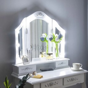 Moderný toaletný stolík s LED osvetlením v bielej farbe