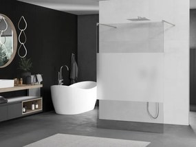 Mexen Kioto, sprchová zástena Walk-In 100 x 200 cm, 8mm číre sklo-námraza, brúsená oceľ profil,  800-100-002-97-35
