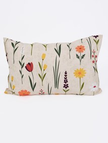 Bavlnená obliečka na vankúš Renforcé 50 × 70 cm - Rozkvitnutá lúka prírodná