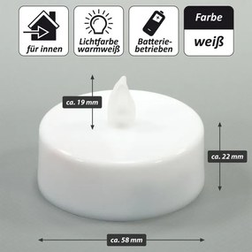 Sada batériových čajových sviečok s časovačom, biela, 8 ks