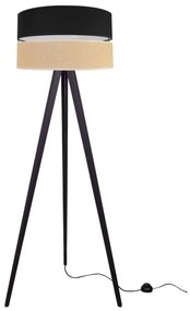Podlahová lampa JUTA, 1x jutové/čierne textilné tienidlo, B