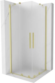 Mexen Velar Duo, sprchový kút s posuvnými dverami 90 x 90 cm, 8mm sklo námraza, zlatá matná, 871-090-090-32-55