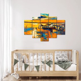 Obraz - Loďka pri západe slnka (150x105 cm)